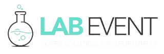 Logo du partenaire Lab Event, qui est spécialisé dans la gestion de salles et d'espaces pour les parcs des expositions